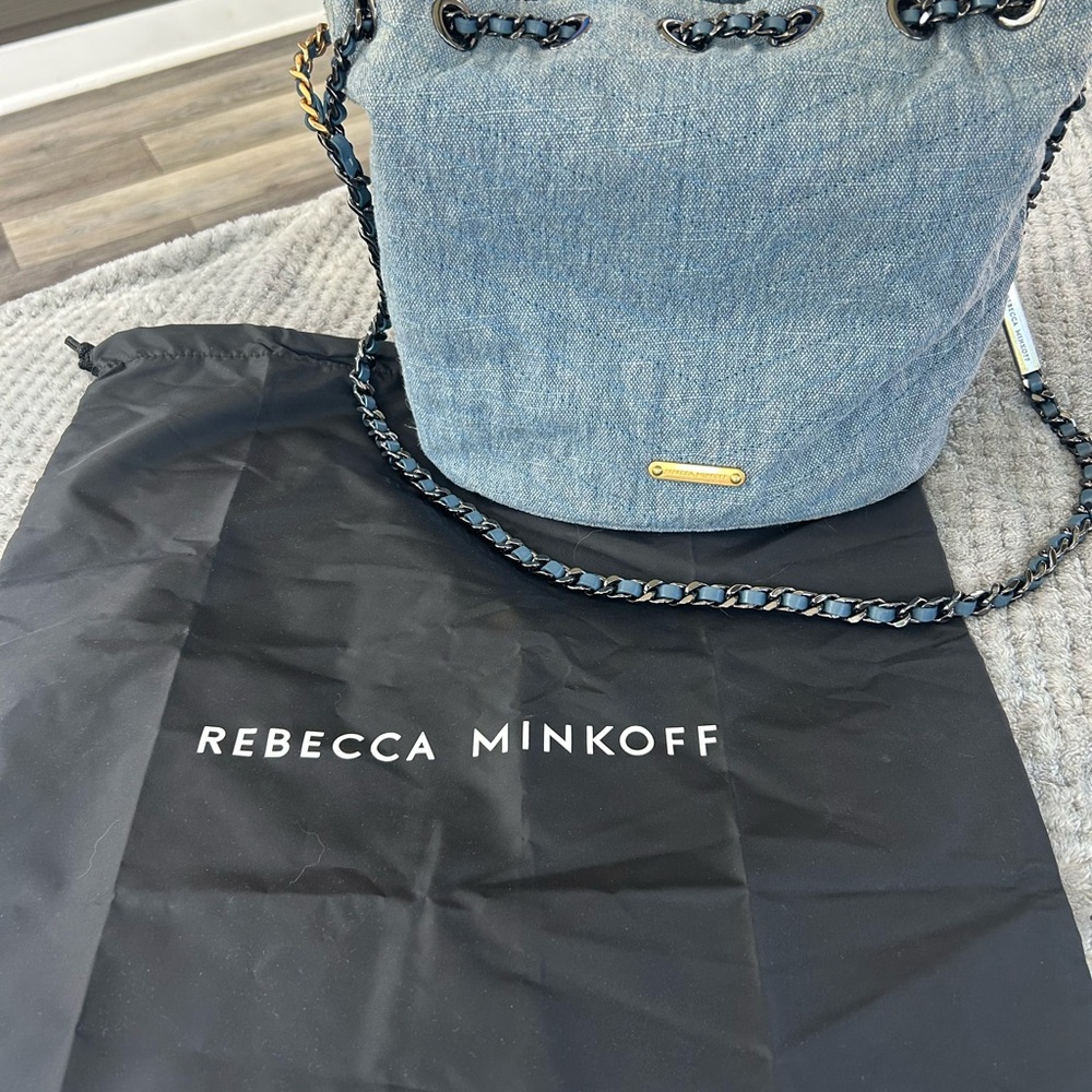 Rebecca Minkoff Denim Blue Chain-Trim Shoulder Bag
